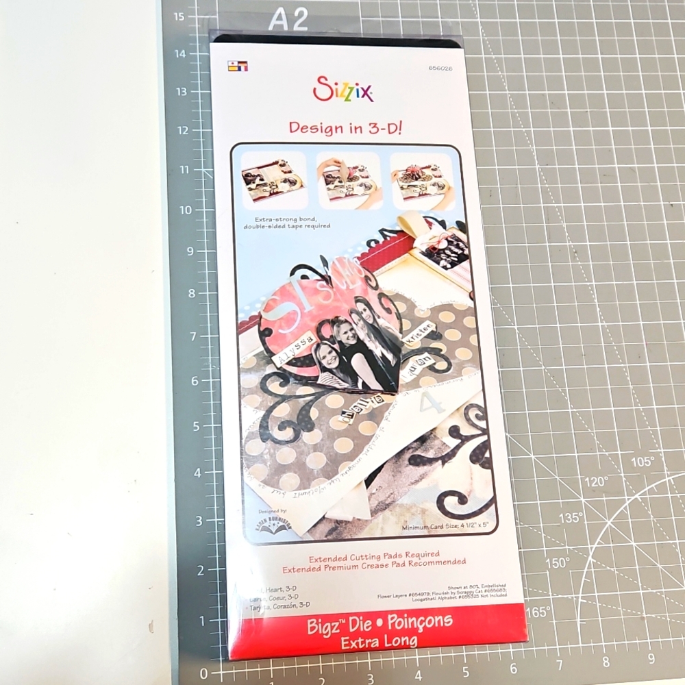 3D Heart Card Bigz Die Extra Long Sizzix